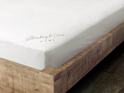European Size White Fitted Sheet: 100% Organic Cotton