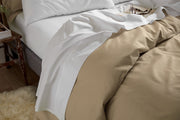 Luxury Sandy Beige Cotton Duvet Cover: 100% Organic