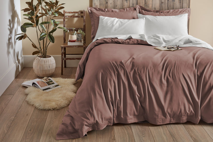 Earthy Pink Duvet Cover Set: 1 Duvet Cover & 2 Oxford Pillow Cases: 100% Organic Cotton