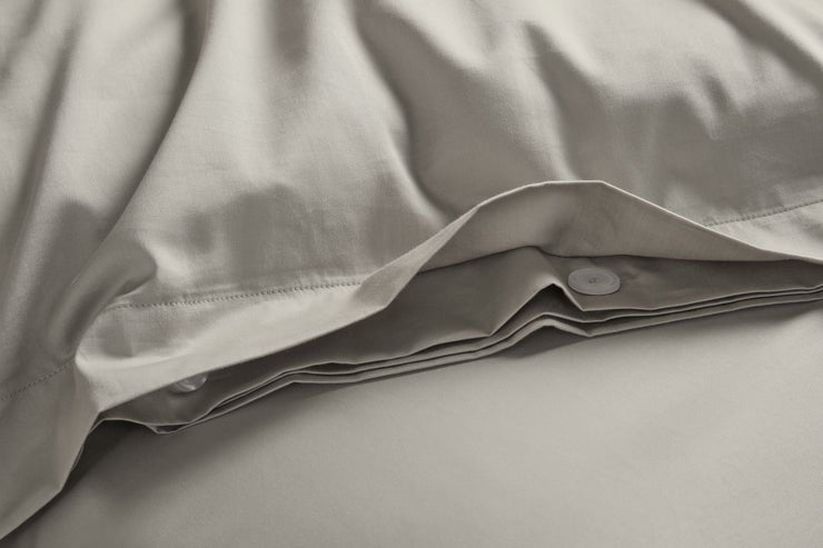 Light Grey Duvet Cover Set: 1 Duvet Cover & 2 Oxford Pillow Cases: 100% Organic Cotton