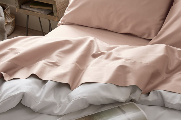 Rose Pink Fitted Sheet Set: 1 Fitted Sheet & 2 Pillow Cases: 100% Organic Cotton