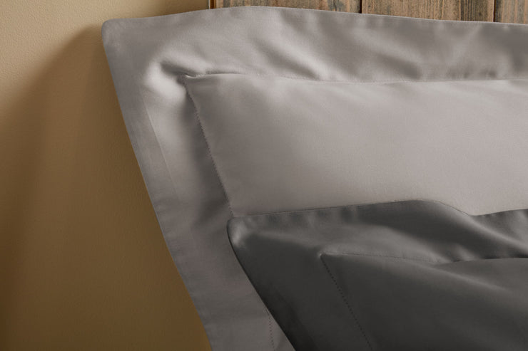Stone Grey Fitted Sheet Set: 1 Fitted Sheet & 2 Oxford Pillow Cases: 100% Organic Cotton