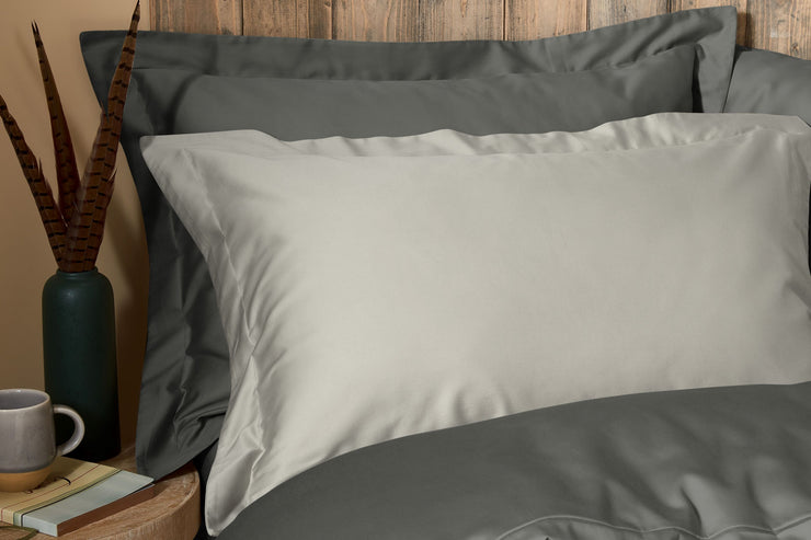 Light Grey Oxford Pillowcases (Set of 2): 100% Organic Cotton