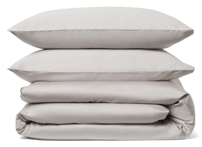 Light Grey Duvet Cover Set: 1 Duvet Cover & 2 Pillow Cases, 100% Organic Cotton