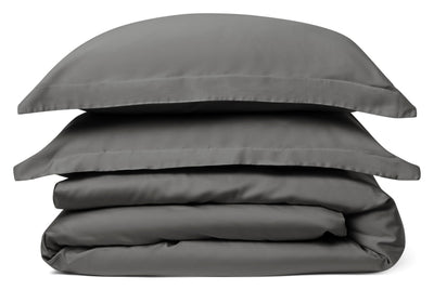 Stone Grey Duvet Cover Set: 1 Duvet Cover & 2 Oxford Pillow Cases: 100% Organic Cotton