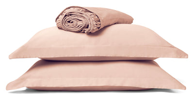 Rose Pink Fitted Sheet Set: 1 Fitted Sheet & 2 Oxford Pillow Cases: 100% Organic Cotton